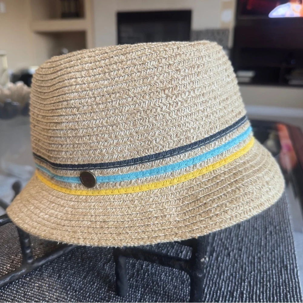 Levi’s Straw Fedora Hat M/L – Summer Beach Trilby with Multicolor Band